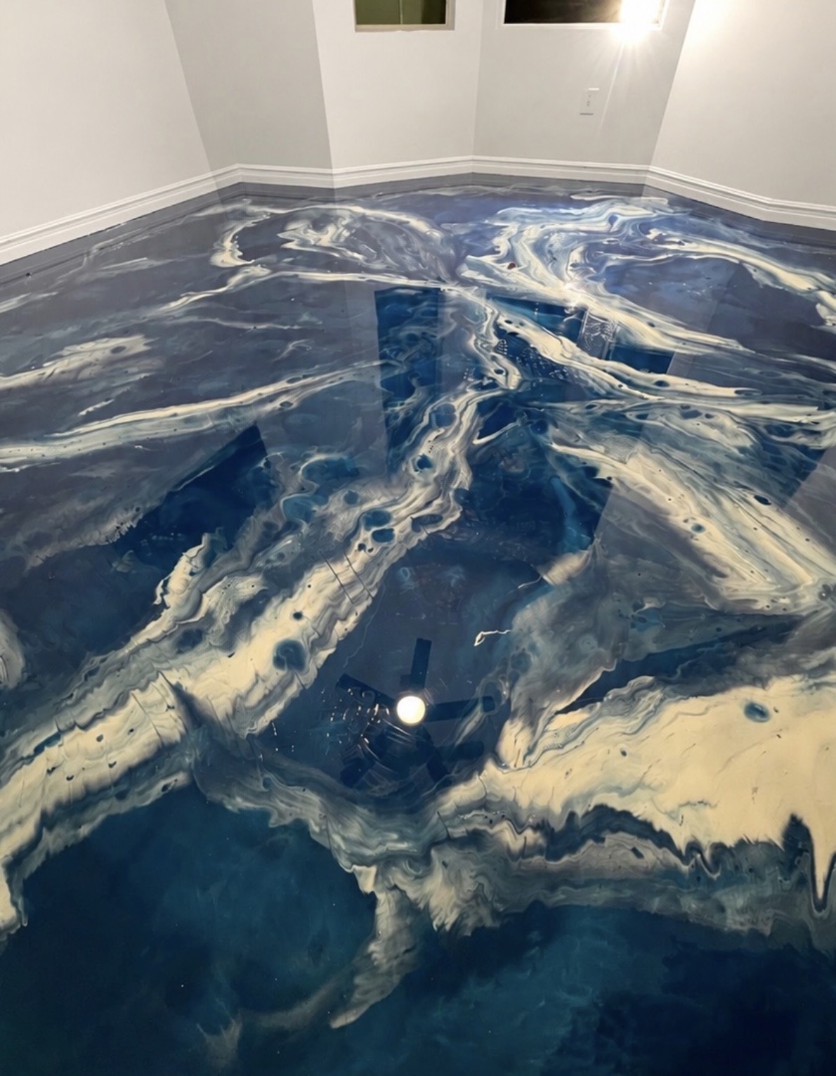 Blue metallic epoxy floor coating finish