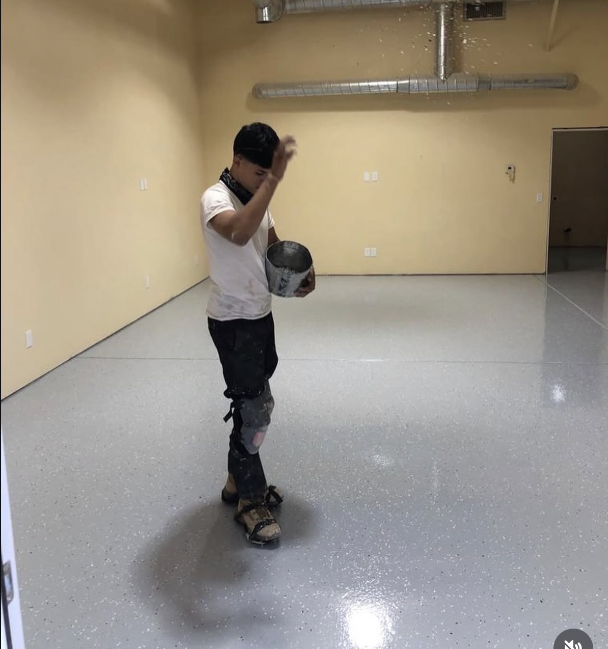 Commercial concrete floor coating installation