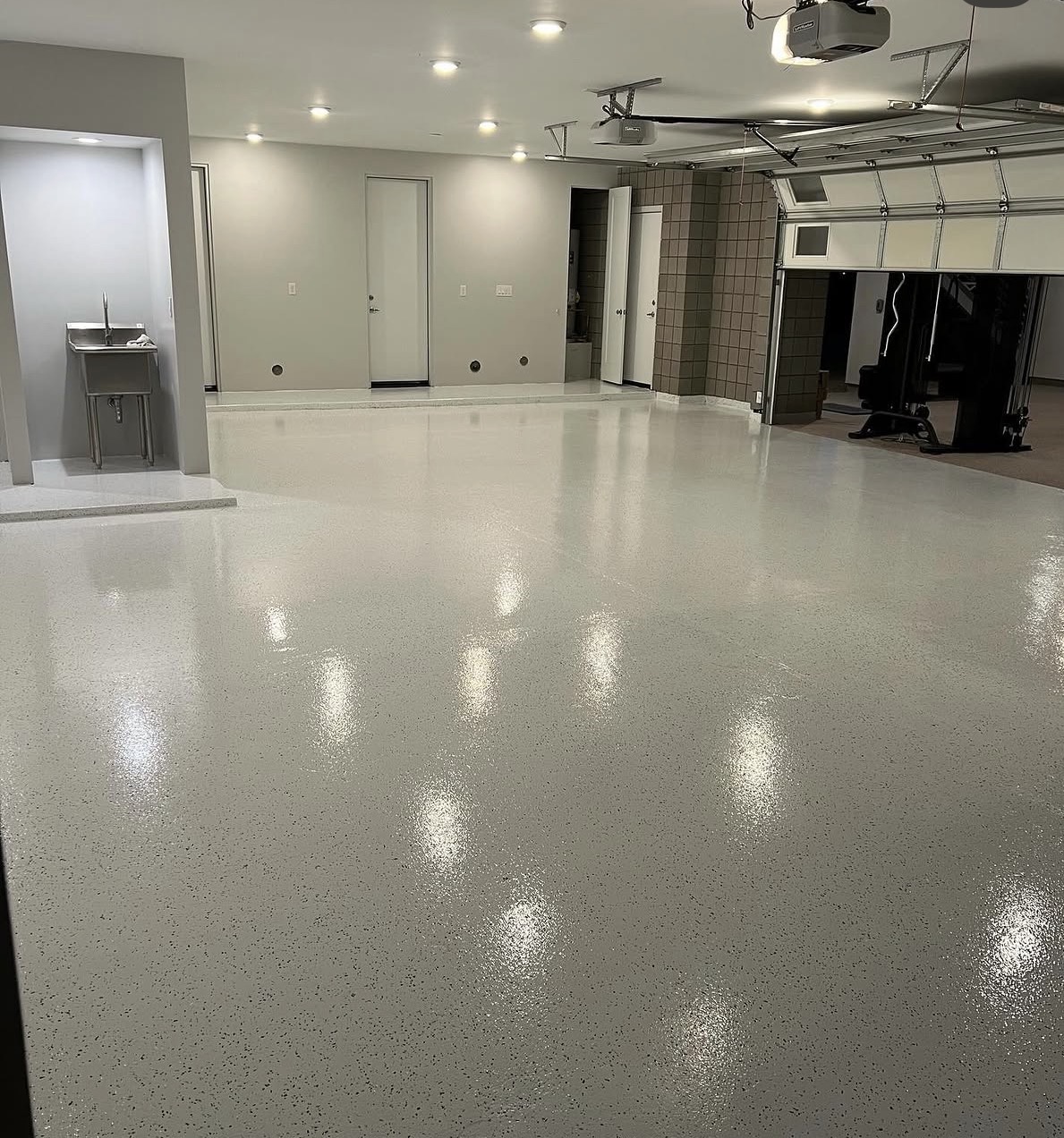 Finished decorative concrete floor coating