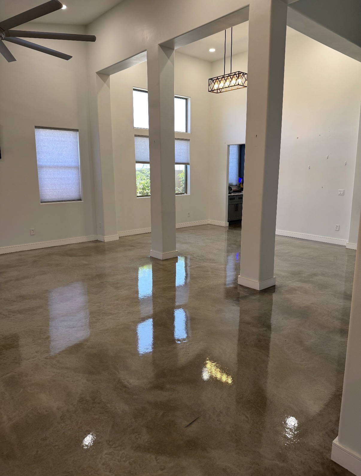 Polished concrete interior flooring